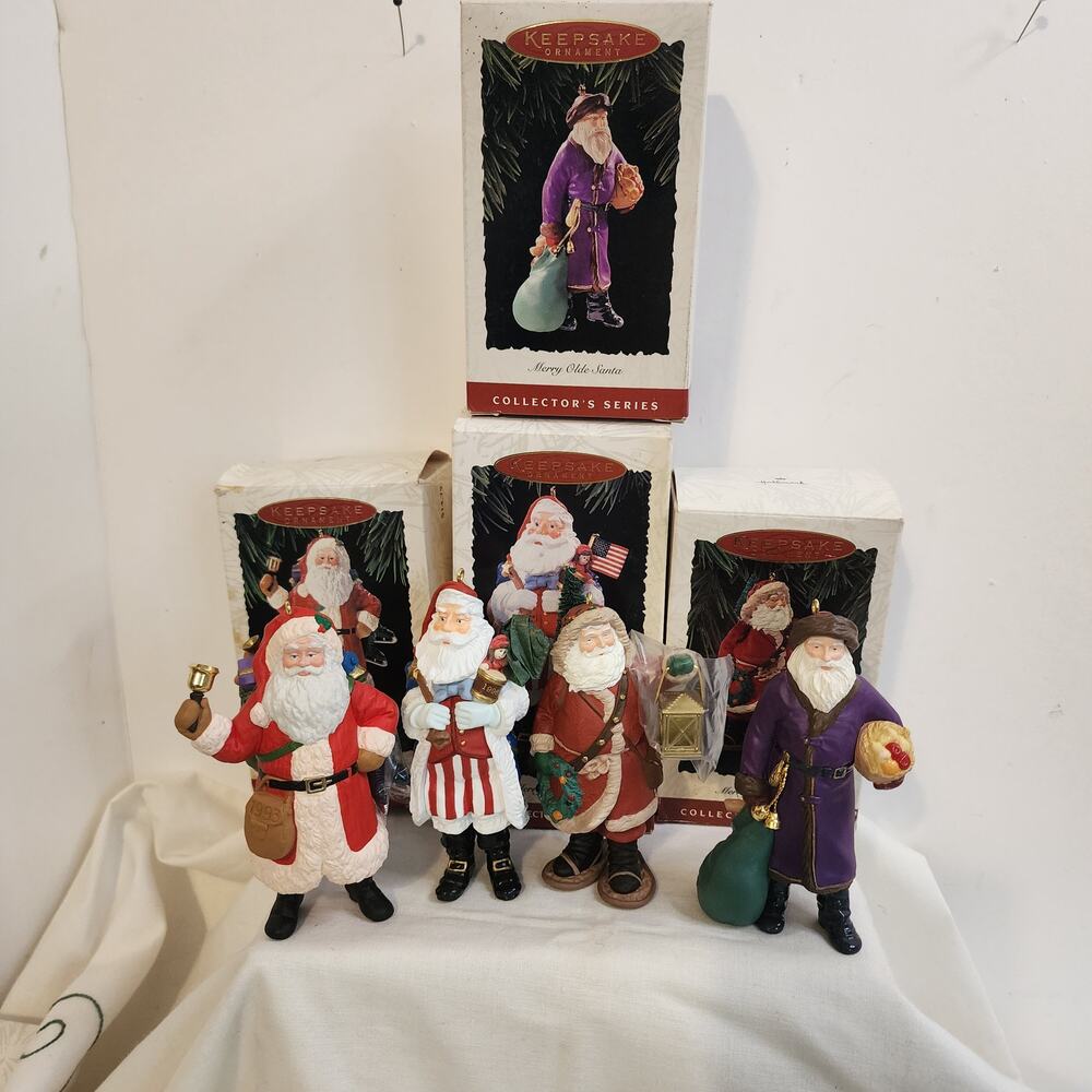 Hallmark Merry Olde Santa Ornaments Lot of 4 w/ Boxes 1990s Collector Series